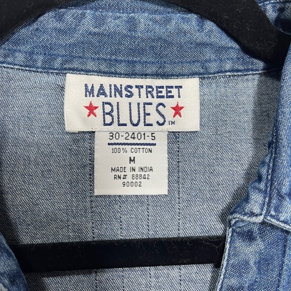Main Street Blues denim button down tunic shirt women’s size L - Picture 12 of 14